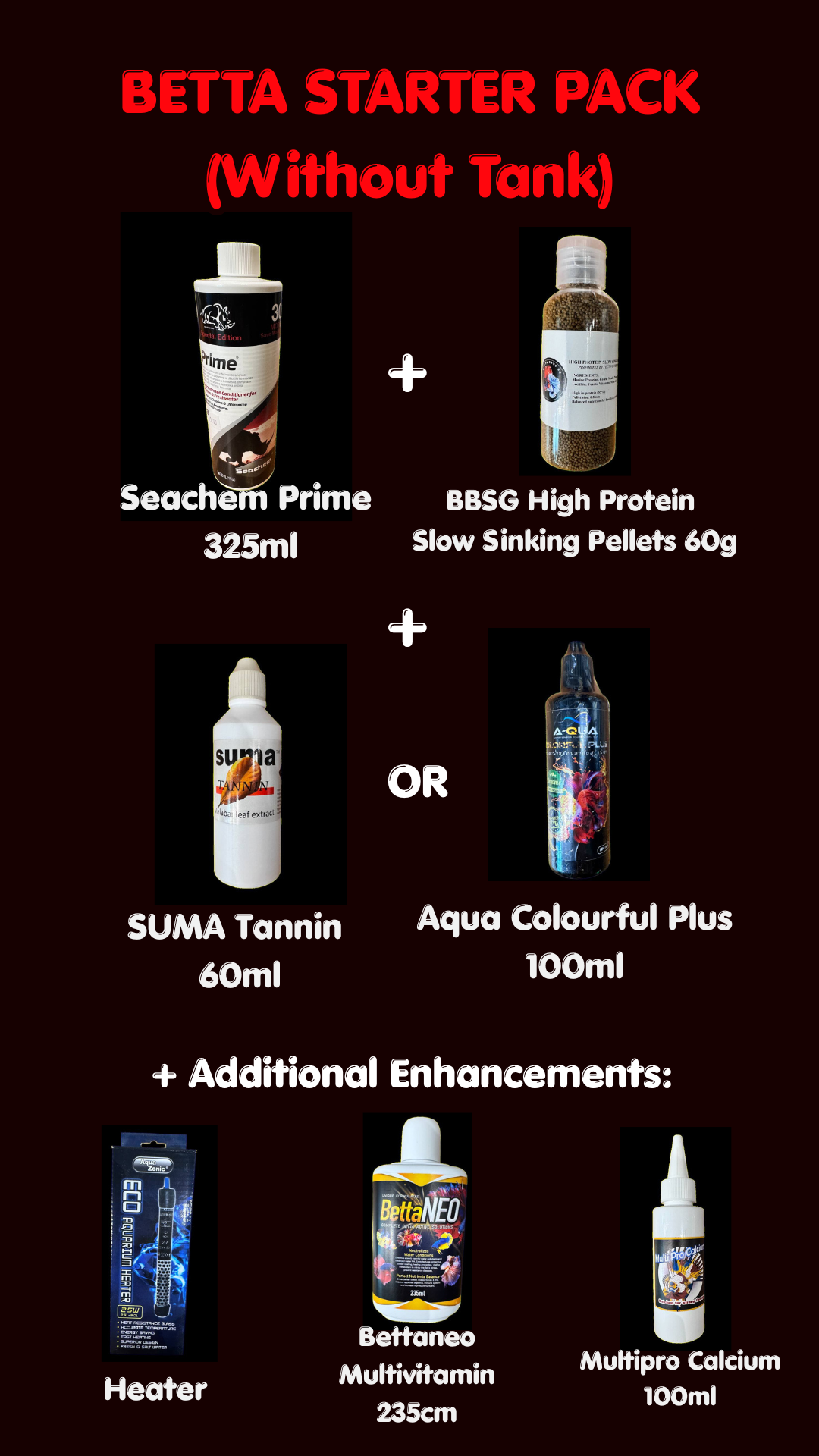 Betta Starter Pack (Without Tank) - Special Bundle Price: $45 Only (Usual Value $53)
